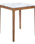 32" White and Natural Faux Marble and Solid Wood Square Bar Table