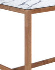48" White and Natural Faux Marble and Solid Wood Rectangular Bar Table