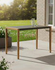 56" Gray And Natural Faux Concrete And Solid Wood Outdoor Bar Table