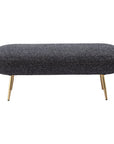 48" Black And Gold Velvet And Steel Upholstered Bench