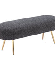 48" Black And Gold Velvet And Steel Upholstered Bench