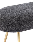 48" Black And Gold Velvet And Steel Upholstered Bench