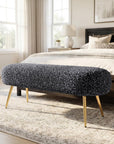 48" Black And Gold Velvet And Steel Upholstered Bench