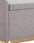 48" Gray And Gold Fabric Upholstered Storage Bench With Flip Top