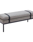 48" Gray And Black Fabric And Steel Upholstered Bench
