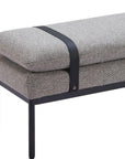 48" Gray And Black Fabric And Steel Upholstered Bench