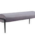 54" Gray And Black Velvet And Steel Upholstered Specialty Bench