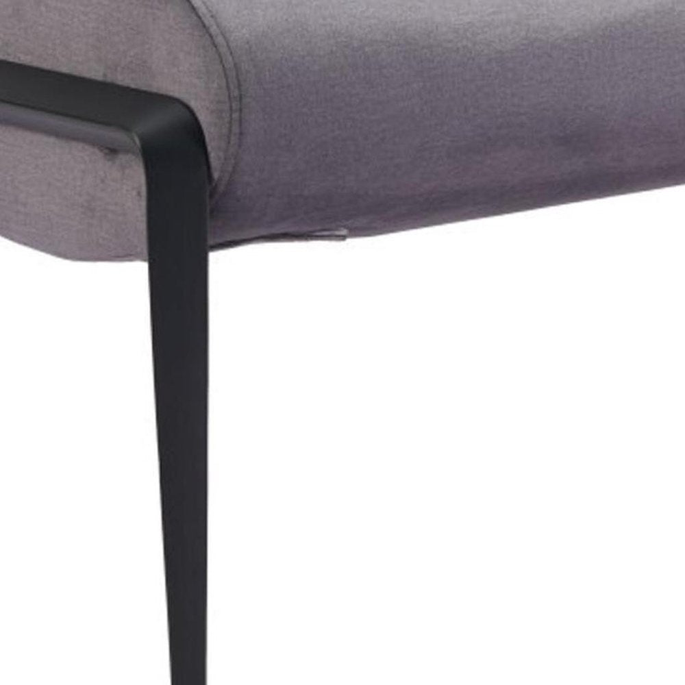 54" Gray And Black Velvet And Steel Upholstered Specialty Bench