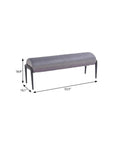 54" Gray And Black Velvet And Steel Upholstered Specialty Bench