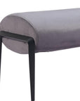 54" Gray And Black Velvet And Steel Upholstered Specialty Bench