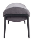 54" Gray And Black Velvet And Steel Upholstered Specialty Bench