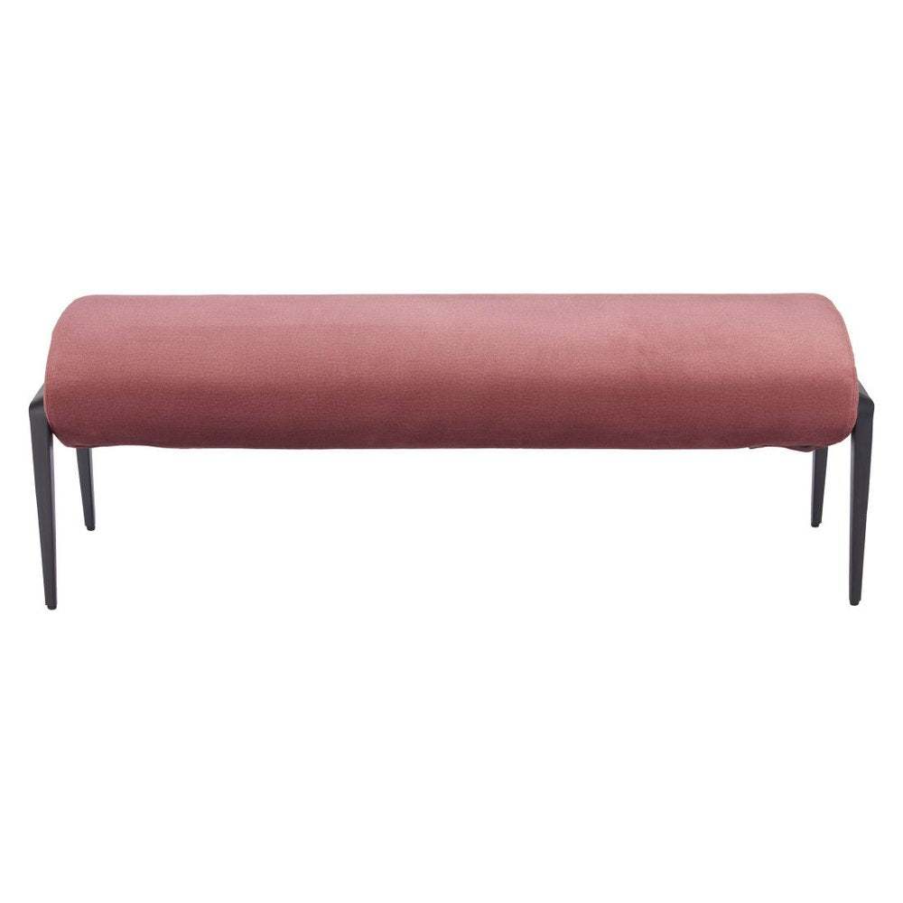 54" Brown And Black Velvet And Steel Upholstered Bench