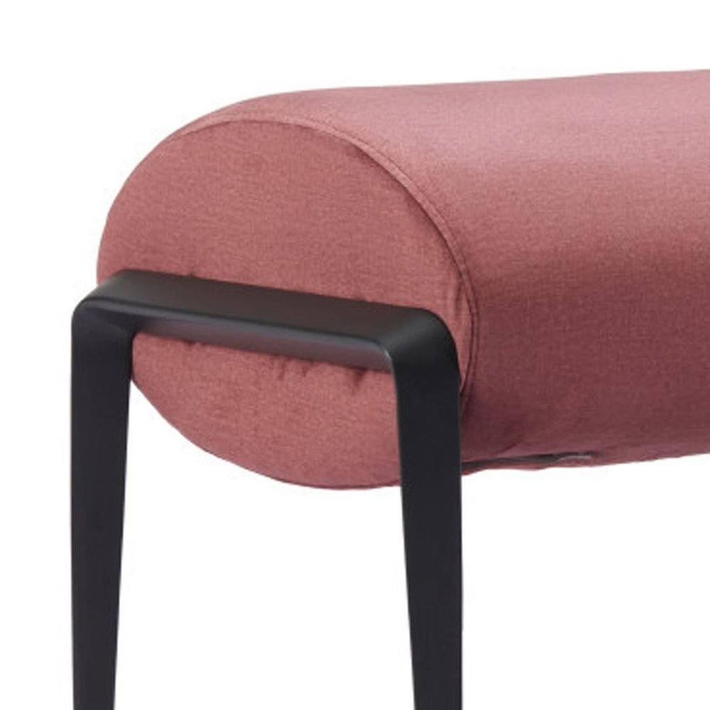 54" Brown And Black Velvet And Steel Upholstered Bench