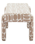 40" Beige And Brown Geometric Fabric Plastic And Solid Wood Upholstered Dining Bench