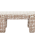 40" Beige And Brown Geometric Fabric Plastic And Solid Wood Upholstered Dining Bench