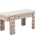 40" Beige And Brown Geometric Fabric Plastic And Solid Wood Upholstered Dining Bench