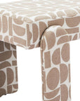 40" Beige And Brown Geometric Fabric Plastic And Solid Wood Upholstered Dining Bench