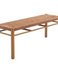 48" Natural Metal And Faux Rattan Garden Patio Bench