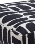 49" Black And White Geometric Fabric and Solid Wood Upholstered Bench
