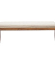 48" Beige and Brown Fabric and Solid Wood Upholstered Dining Bench