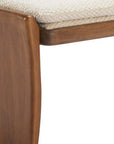 48" Beige and Brown Fabric and Solid Wood Upholstered Dining Bench