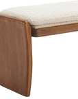 48" Beige and Brown Fabric and Solid Wood Upholstered Dining Bench