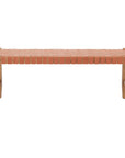48" Tan and Natural Genuine Leather and Solid Wood Upholstered Dining Bench