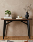 48" Espresso and Black Solid Wood Oval Console Table