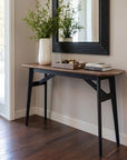 48" Espresso and Black Solid Wood Oval Console Table