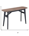 48" Espresso and Black Solid Wood Oval Console Table
