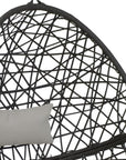 38" Black Steel Outdoor Egg Chair with Gray Cushion