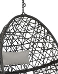 38" Black Steel Outdoor Egg Chair with Gray Cushion