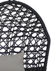 32" Black Steel Outdoor Egg Chair with Gray Cushion