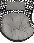 32" Black Steel Outdoor Egg Chair with Gray Cushion