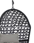 32" Black Steel Outdoor Egg Chair with Gray Cushion