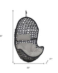 32" Black Steel Outdoor Egg Chair with Gray Cushion