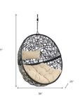 38" Black Steel Outdoor Egg Chair with Yellow Cushion