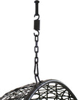 38" Black Steel Outdoor Egg Chair with Yellow Cushion