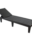 Set of Two Black Heavy Duty Plastic Five Position Adjustable Outdoor Chaise Lounges