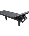Set of Two Black Heavy Duty Plastic Five Position Adjustable Outdoor Chaise Lounges