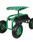 22" Green Steel Garden Stool