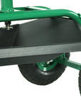 22" Green Steel Garden Stool