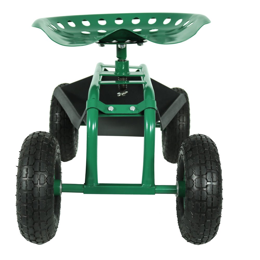 22" Green Steel Garden Stool