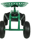 22" Green Steel Garden Stool