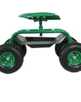 22" Green Steel Garden Stool