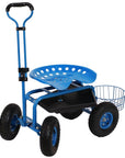 20" Blue Steel Garden Stool