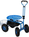 20" Blue Steel Garden Stool