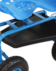 20" Blue Steel Garden Stool
