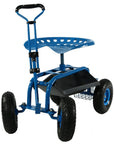 22" Blue Steel Garden Stool