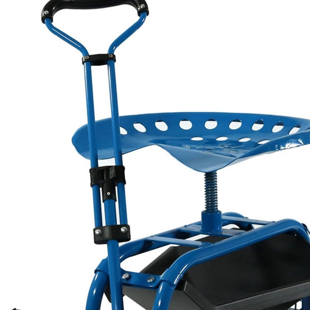 22" Blue Steel Garden Stool